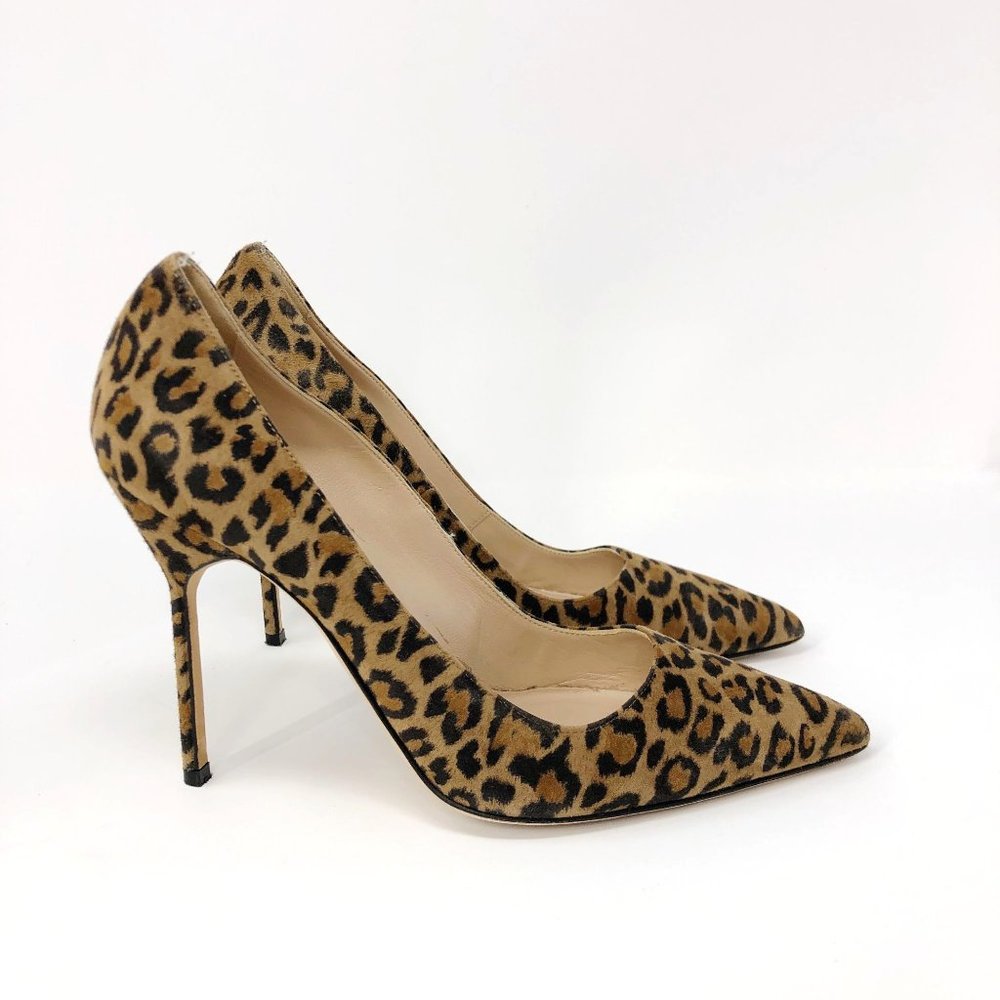 Manolo Blahnik BB Leopard Print Suede Pump Heel EU38 - Picture 6 of 16